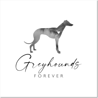 Greyhound Dog Lover Gift - Ink Effect Silhouette - Greyhounds Forever Posters and Art